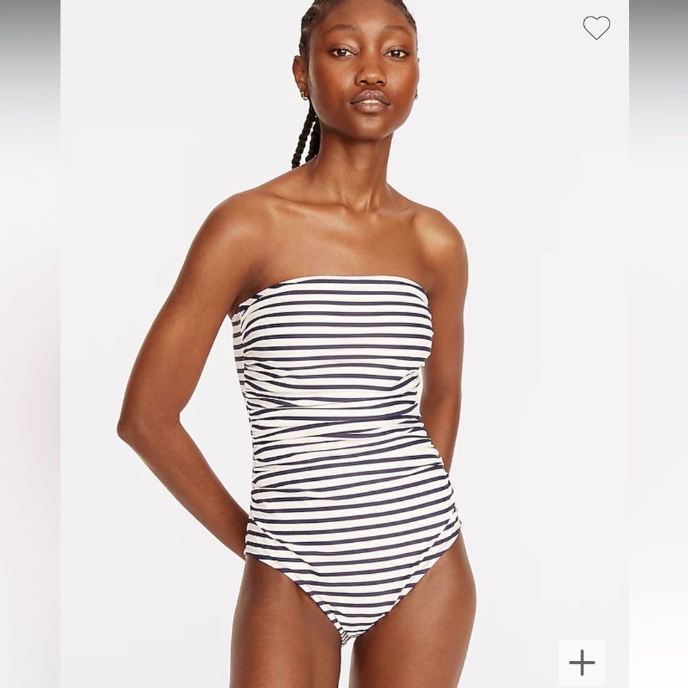 J. Crew Navy and White Striped Strapless One-Piece Swimsuit. Good condition !!!